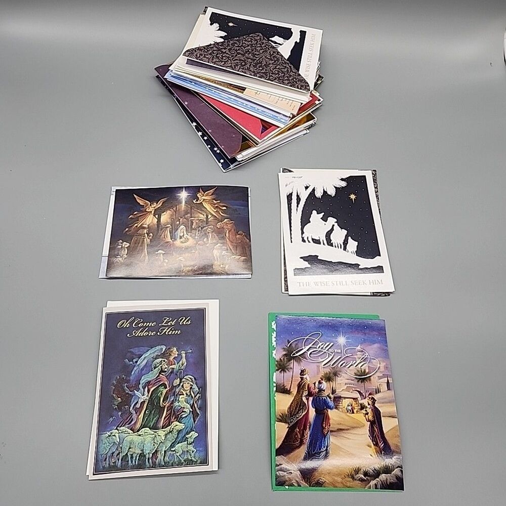 Christmas Holiday Nativity Greeting Cards lot 40 w/Envelopes Dupes